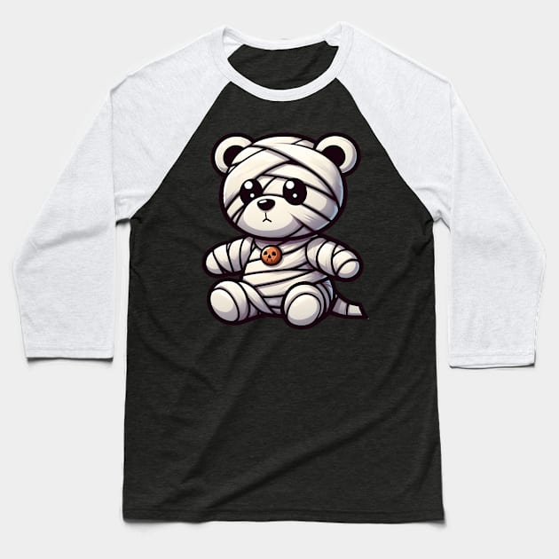 Cute Bear Mummy Halloween Kawaii Baseball T-Shirt by Teddy Club